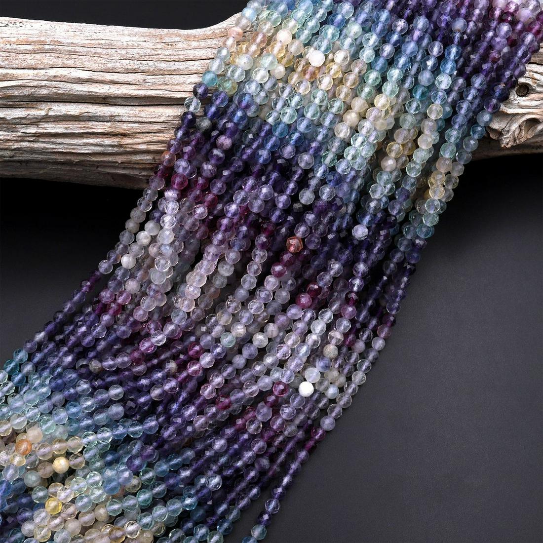 Natural Multicolor Fluorite Shaded Gemstone 2 mm Round Micro Faceted Beads 10 Strand (1 of 6)