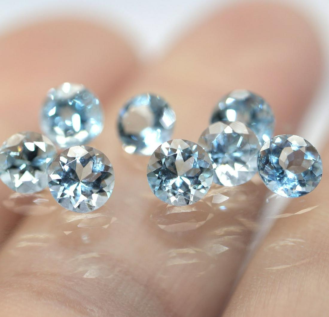 Aquamarine 6 MM Round Faceted Cut 10 Pieces Gemstone Lot (1 of 4)