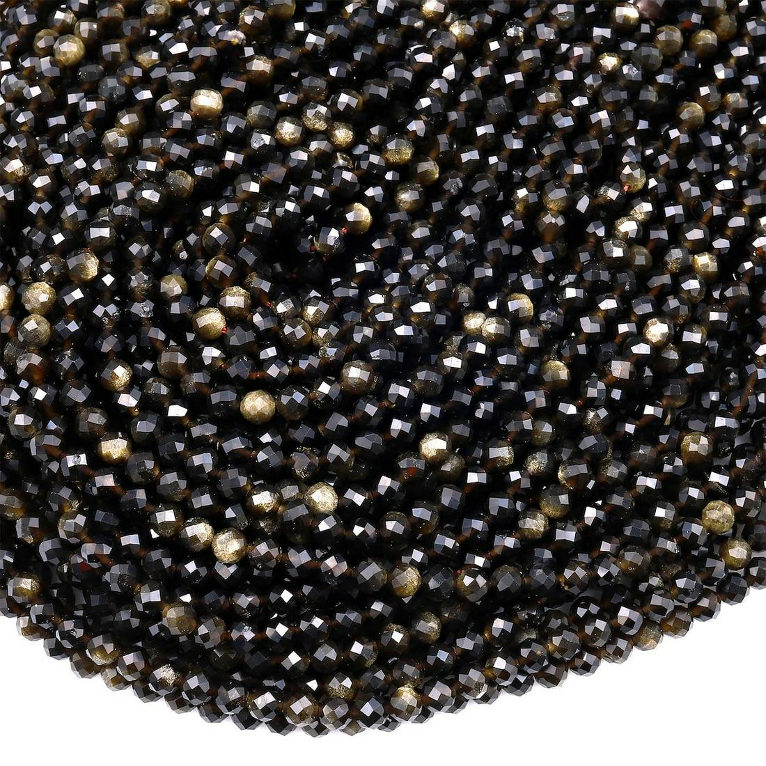 Natural Golden Obsidian Gemstone 4 mm Round Micro Faceted Beads 10 Strand: Natural Golden Obsidian Gemstone 4 mm Round Micro Faceted Beads 10 Strand Product Type : Loose Beads Strand Gemstone : Golden Obsidian Beads Shape : Round Micro Faceted Beads Size : 4 mm Quant