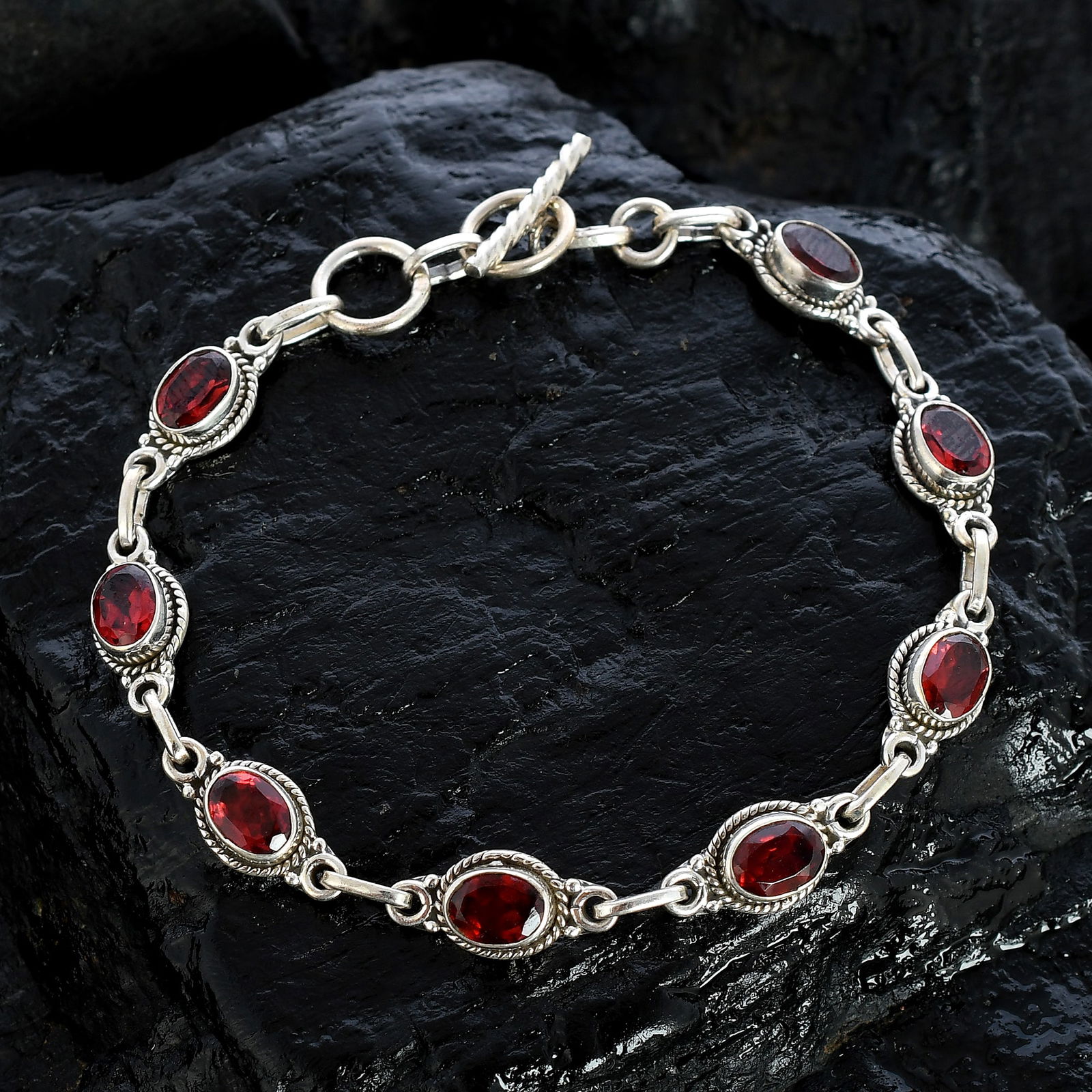 GARNET 92.5 STERLING SILVER BRACELET (1 of 4)