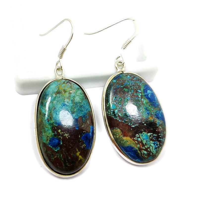 AZURITE MALACHITE 92.5 STERLING SILVER EARRING (1 of 2)