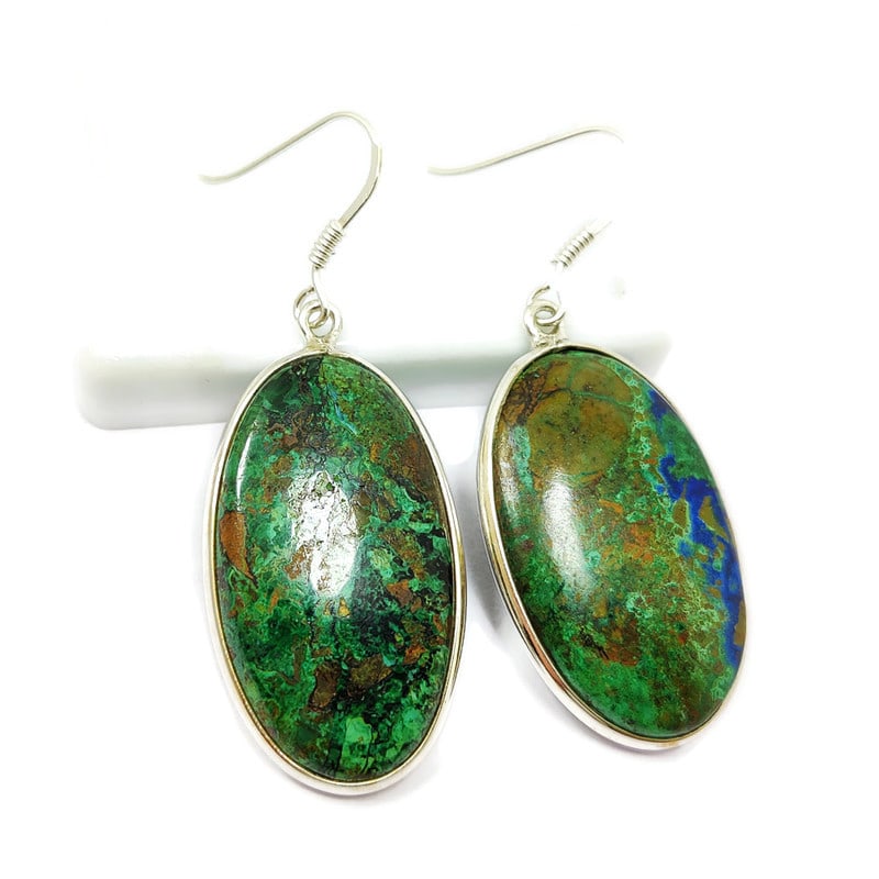 AZURITE MALACHITE 92.5 STERLING SILVER EARRING (1 of 2)