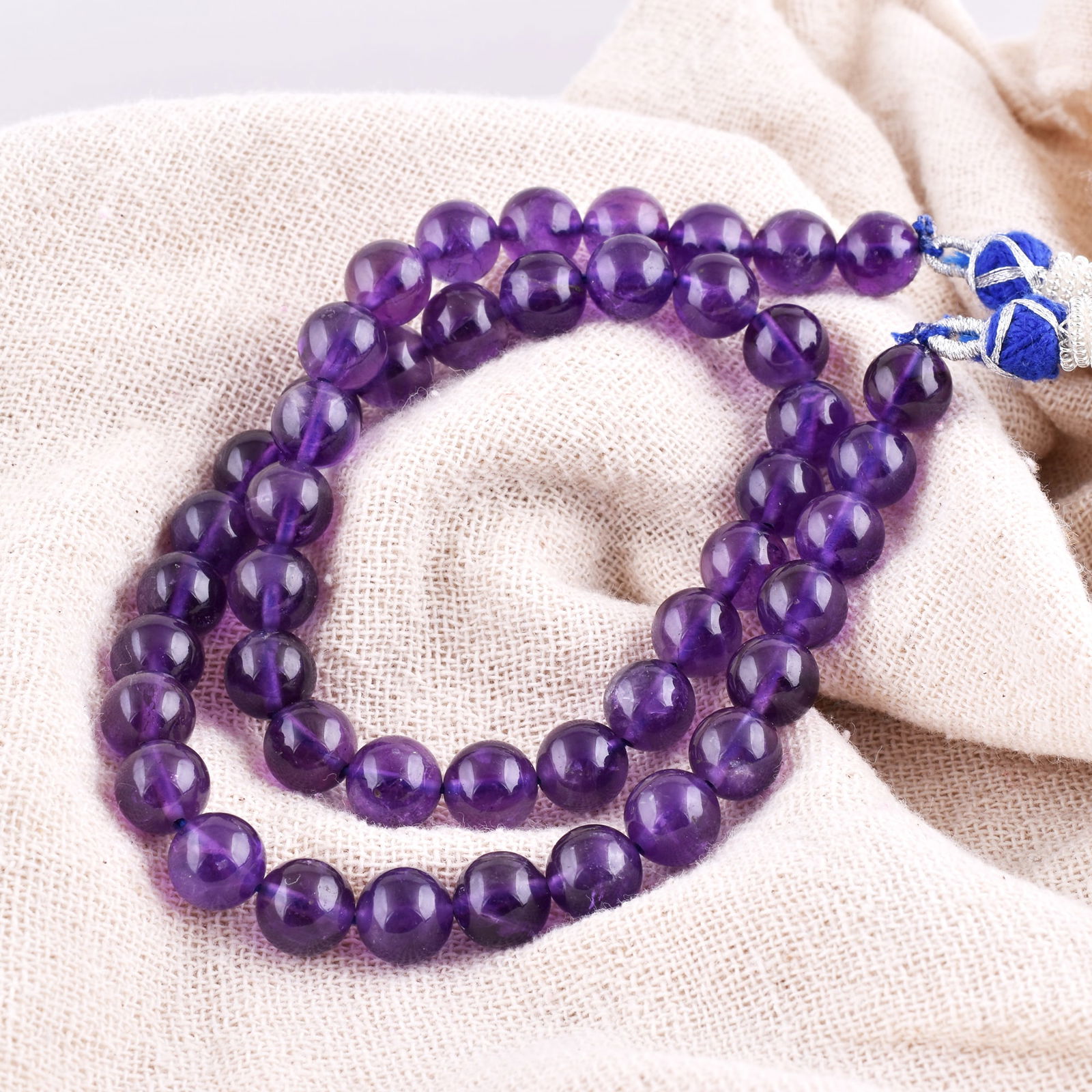 Natural Amethyst Necklace 8 MM Round Smooth Beads Gemstone (1 of 5)