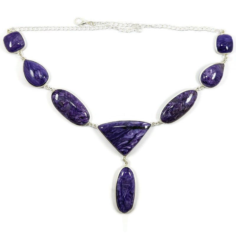 CHAROITE GEMSTONE 92.5 STERLING SILVER HANDAMDE NECKLACE (1 of 2)