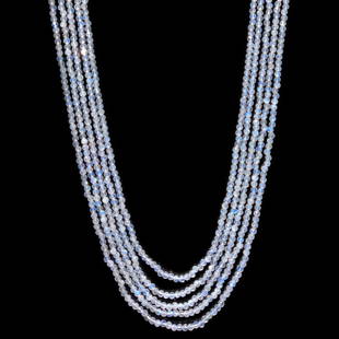 Rainbow Moonstone 3 MM Round Faceted Beads Necklace 5 Strand: Natural Rainbow Moonstone Gemstone 3 MM Round Micro Faceted Cut 5 Strand Beads Necklace Product Type : Beads Necklace Gemstone : Rainbow Moonstone Color : Multicolor Beads Shape : Round Faceted Cut Be