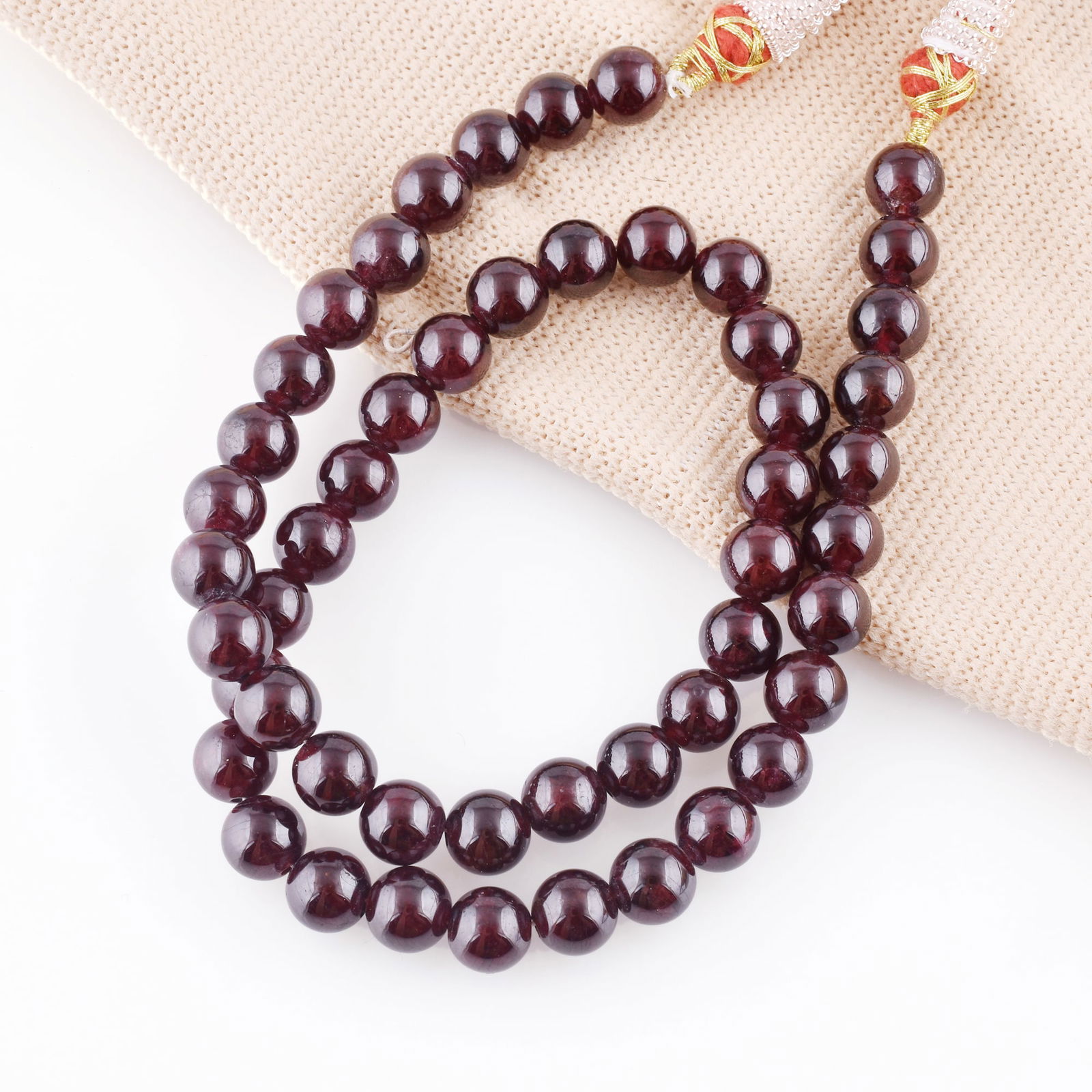 Natural Garnet Necklace 8 MM Round Smooth Beads Gemstone (1 of 5)