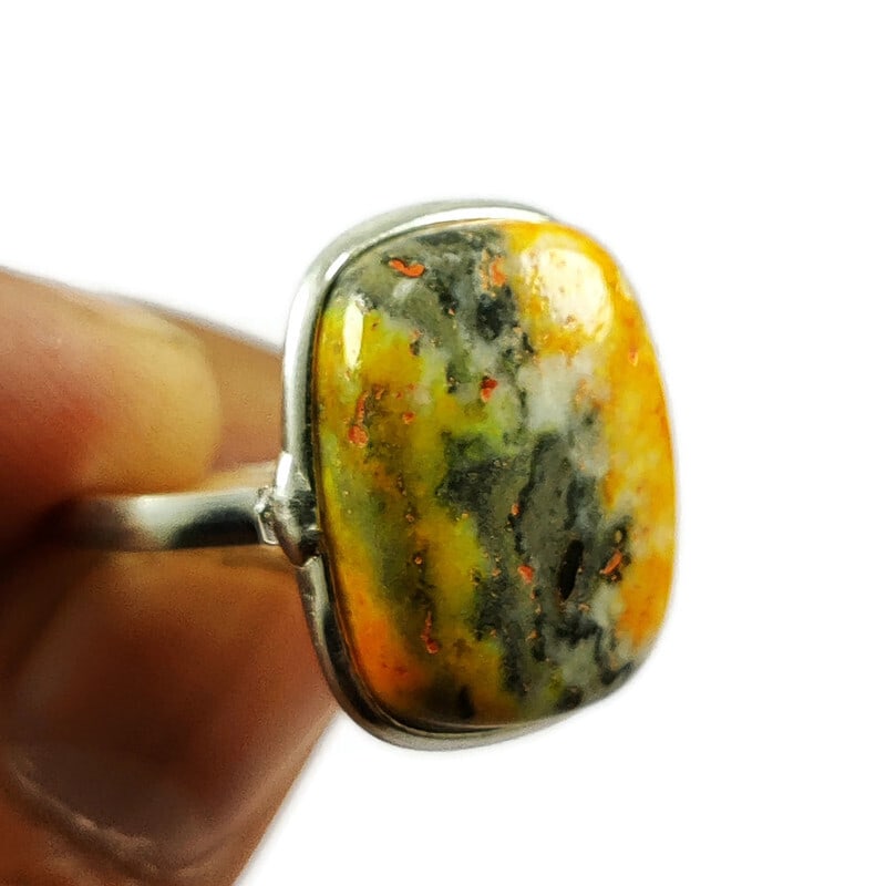 BUMBLE BEE JASPER 925 STERLING SILVER RING (1 of 2)