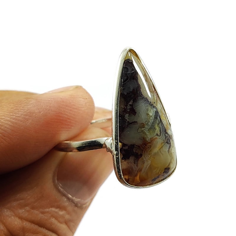 CRAZY LACE AGATE 925 STERLING SILVER RING (1 of 2)