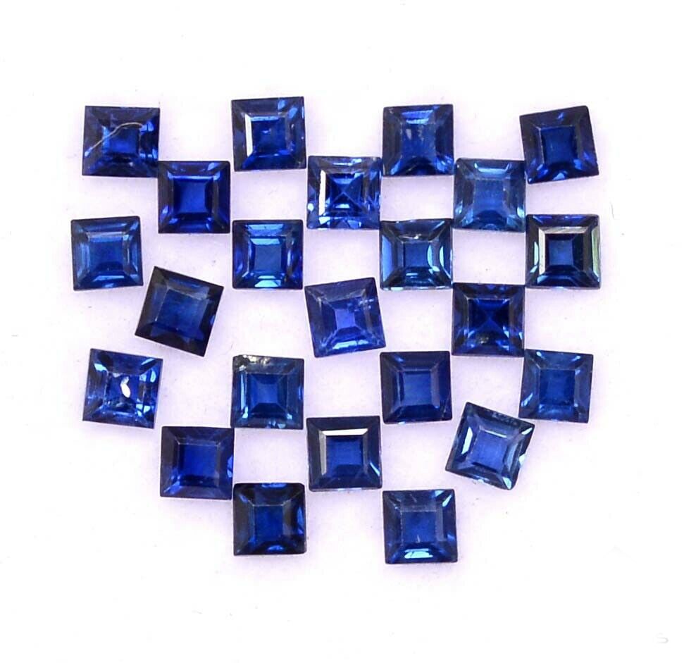 Blue Sapphire 4x4 MM Square Faceted Cut 25 Pieces (1 of 3)