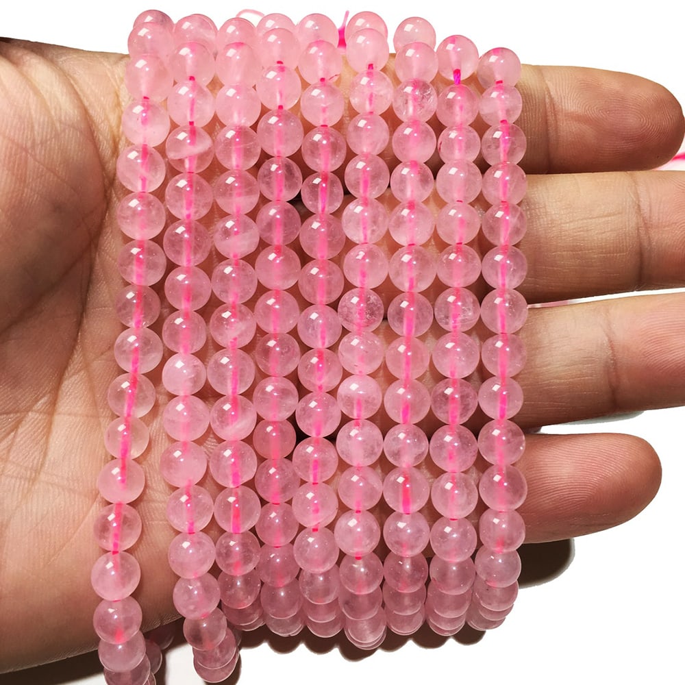 Natural Rose Quartz Gemstone 6 mm Round Smooth Beads 5 Strand (1 of 4)