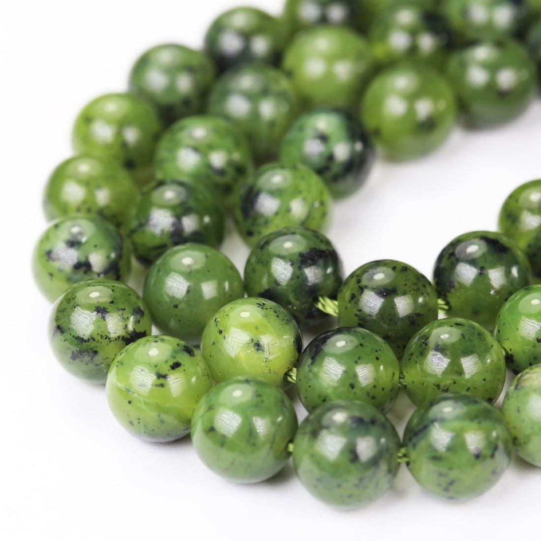 Natural Canadian Jade Gemstone 8 mm Round Smooth Beads 5 Strand (1 of 5)