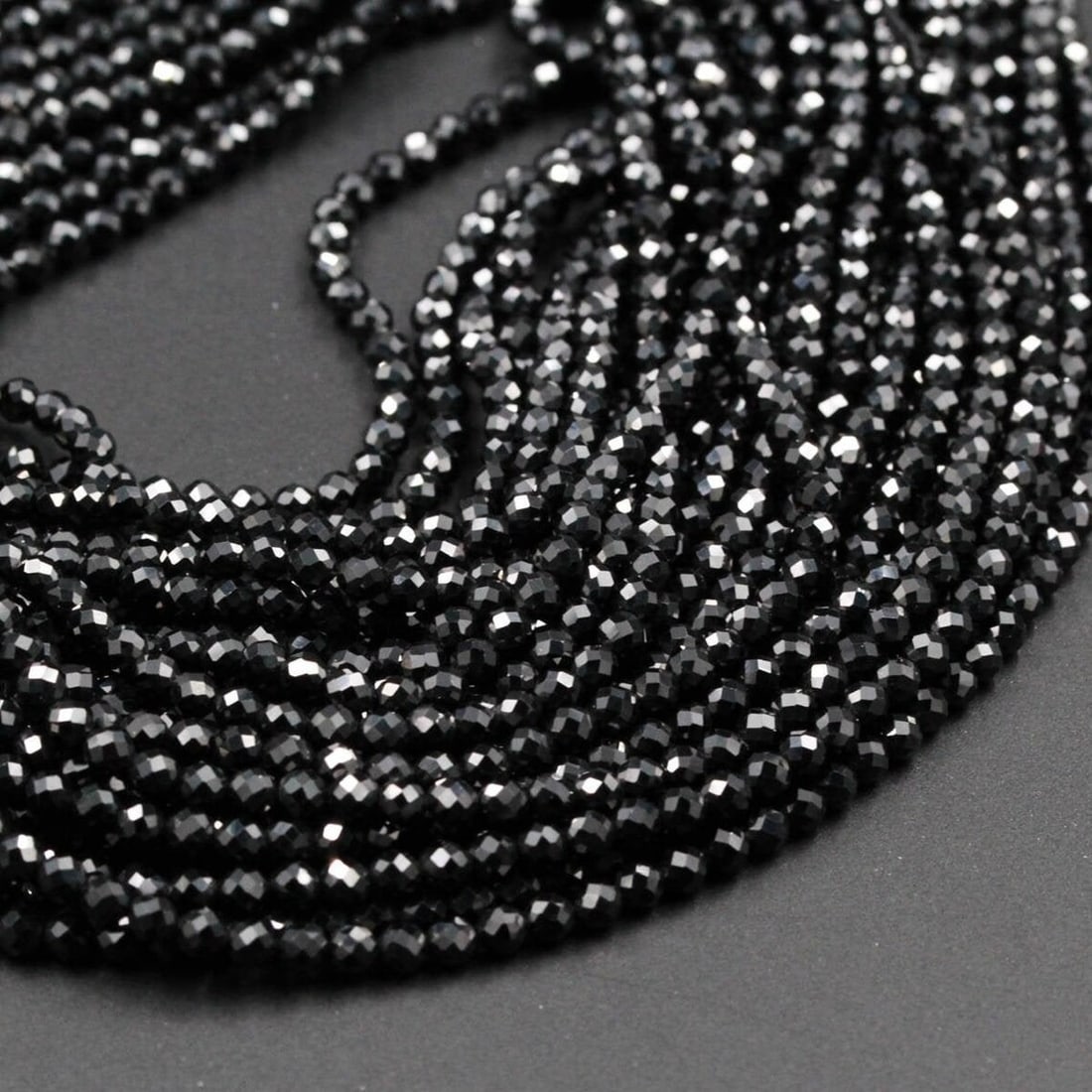 Natural Black Spinel Gemstone 4 mm Round Micro Faceted Beads 10 Strand (1 of 4)