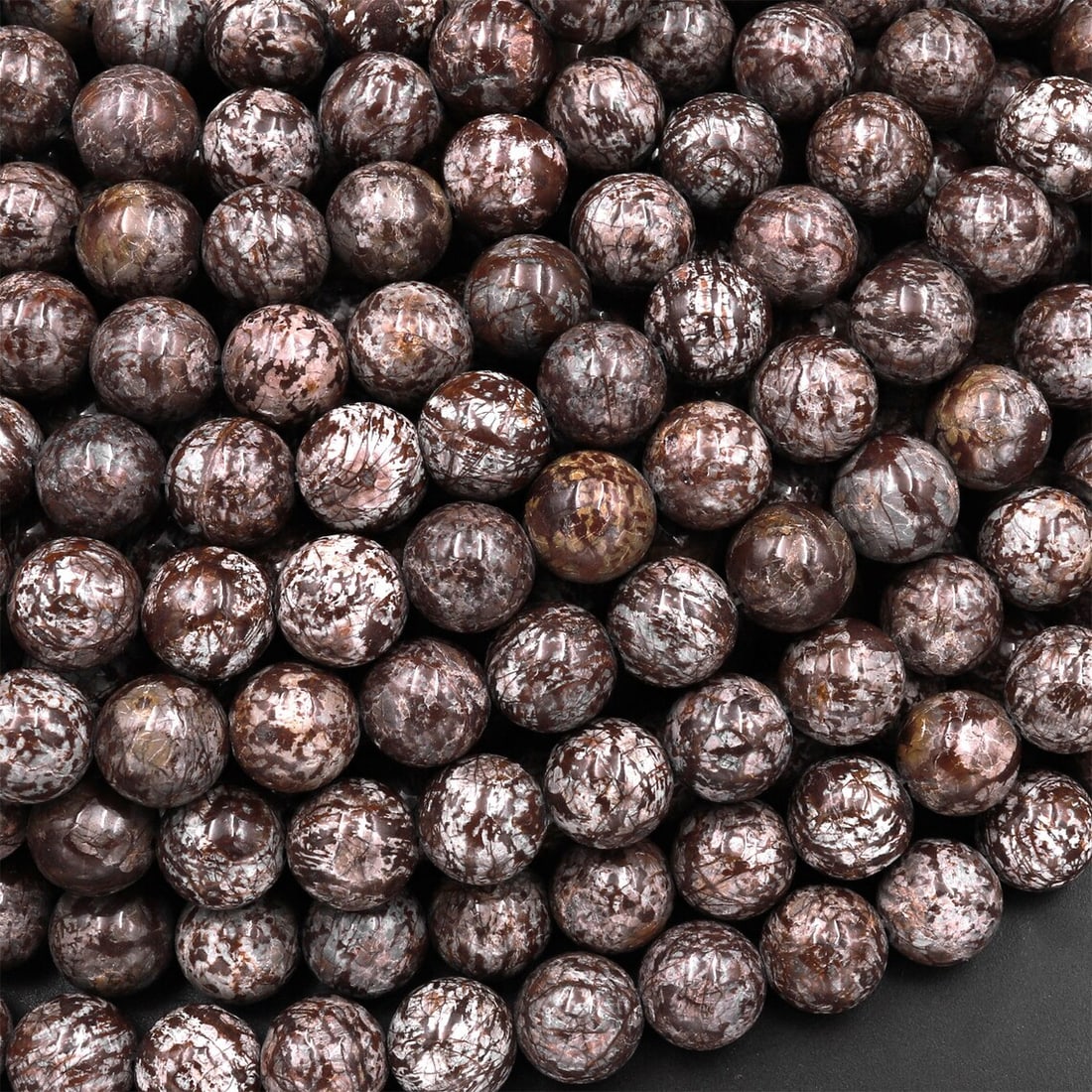 Natural Brown Snowflake Obsidian Gemstone 6 mm Round Smooth Plain Beads 10 Strand (1 of 5)