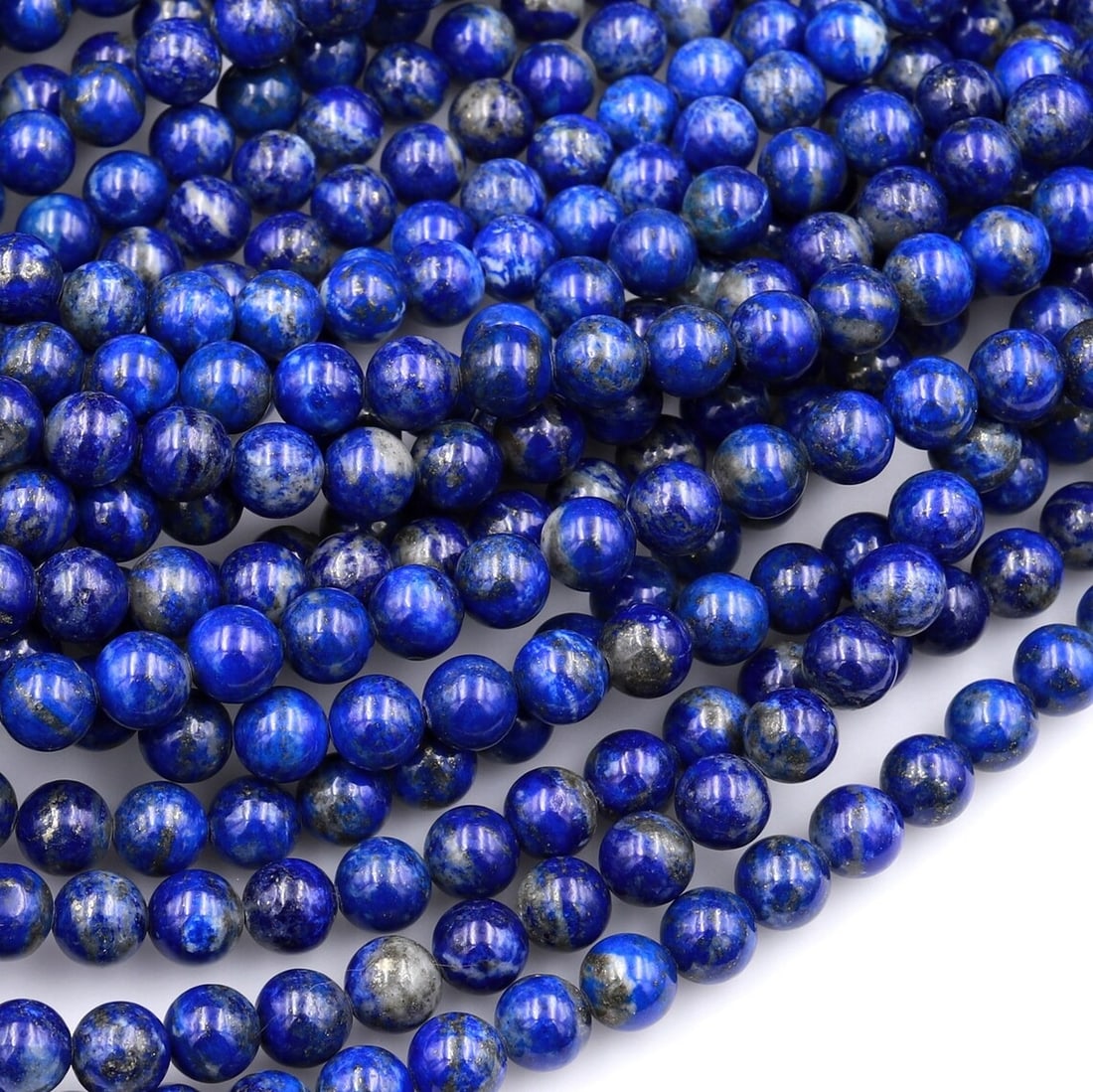 Natural Lapis Lazuli Gemstone 6 mm Round Smooth Plain Beads 10 Strand (1 of 5)