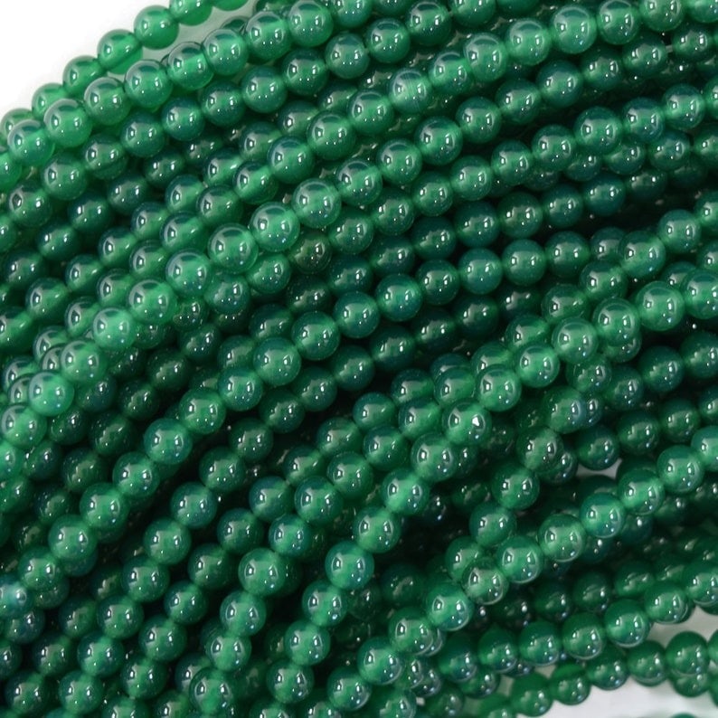 Natural Green Agate Gemstone 8 MM Round Smooth Beads 5 Strand (1 of 4)