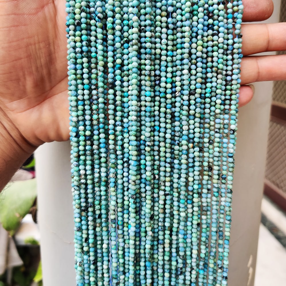 Natural Blue Opal Gemstone 3 mm Round Micro Faceted Beads 10 Strand (1 of 4)