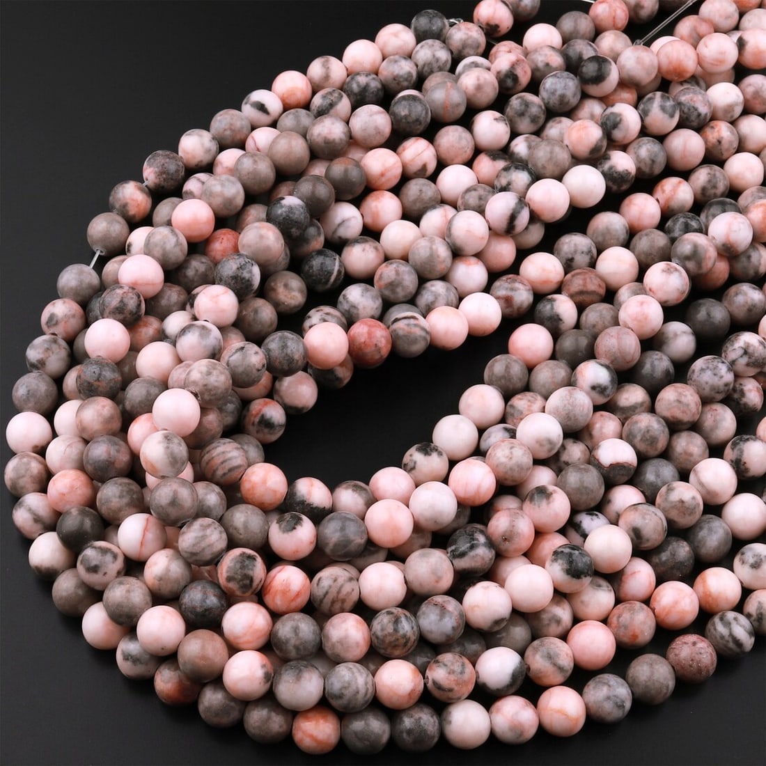 Natural Pink Zebra Jasper Gemstone 8 mm Round Smooth Plain Beads 10 Strand (1 of 7)