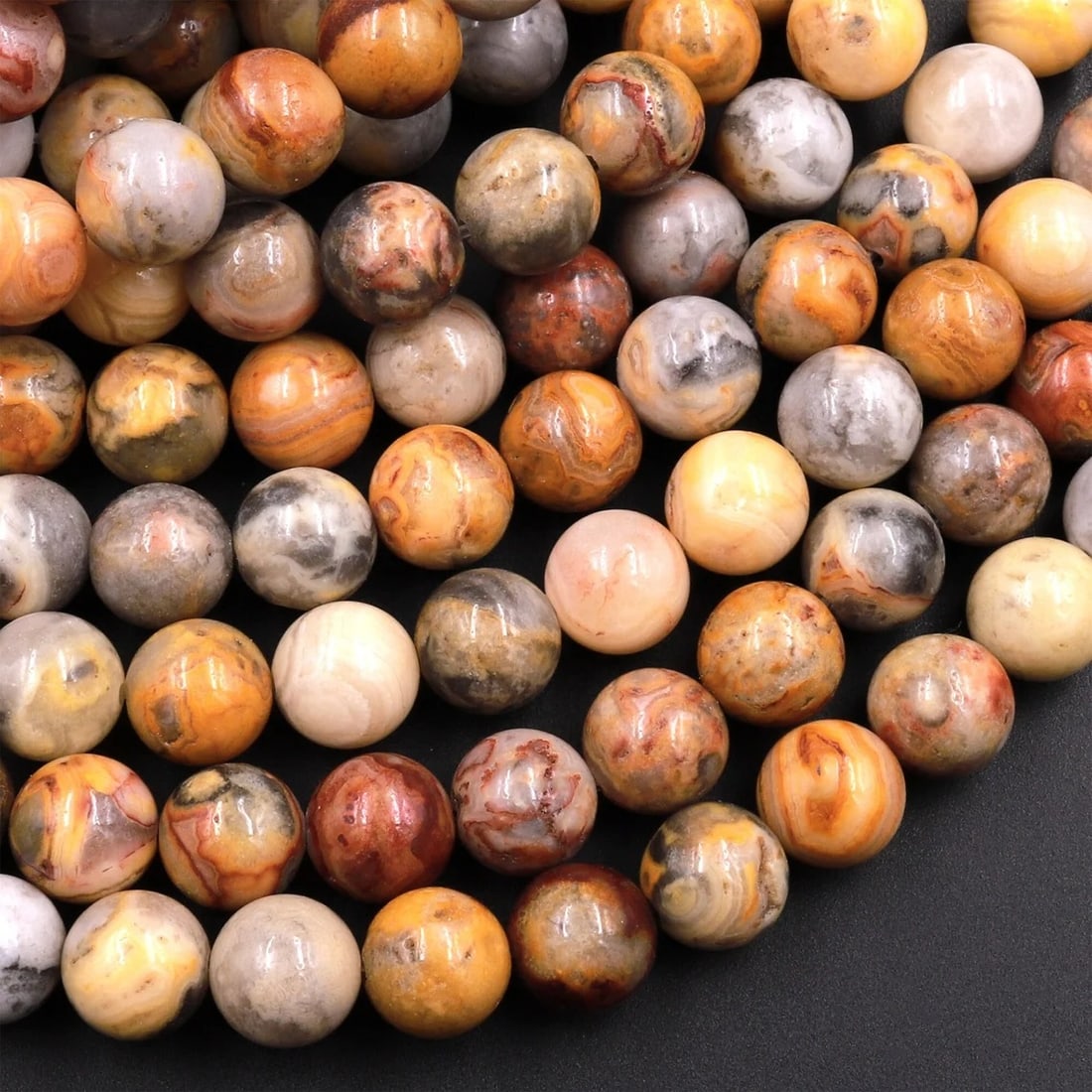 Natural Crazy Lace Agate Gemstone 10 mm Round Smooth Plain Beads 10 Strand (1 of 6)