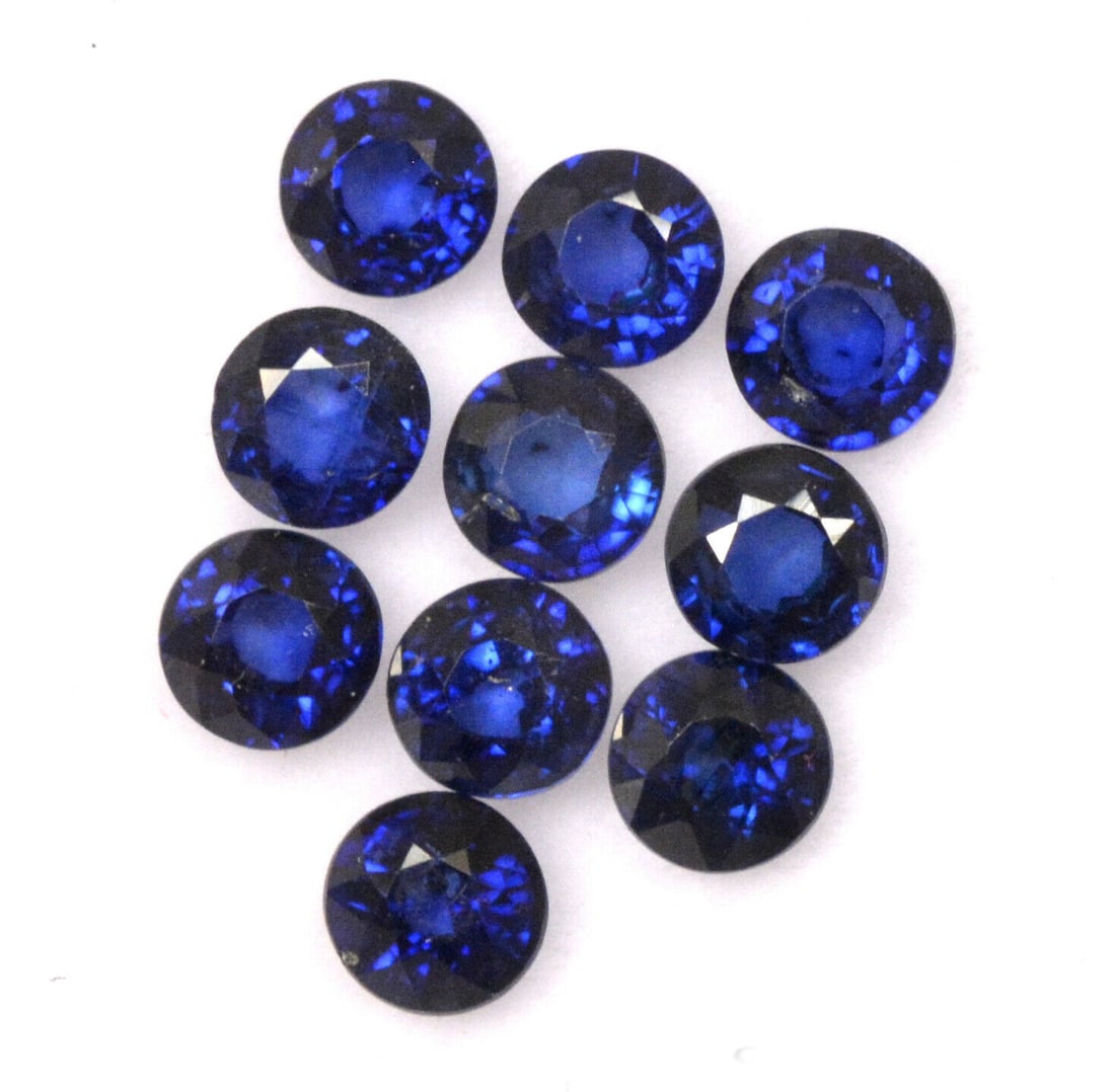 Blue Sapphire 7 MM Round Faceted Cut 10 Pieces (1 of 3)