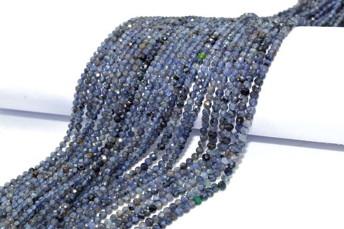 Natural Iolite Gemstone 2 MM Round Faceted Cut Beads 10 Strand (1 of 4)