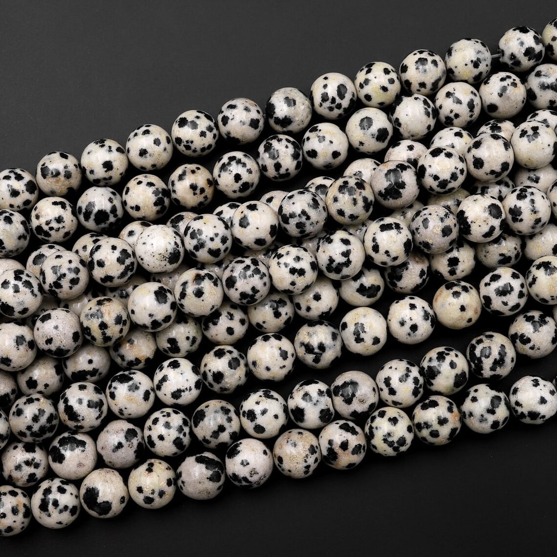 Natural Dalmatian Jasper Gemstone 6 mm Round Smooth Plain Beads 10 Strand (1 of 5)