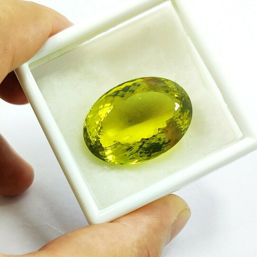 Natural Lemon Quartz Oval Faceted Cut 67.1 Carats Gemstone (1 of 4)