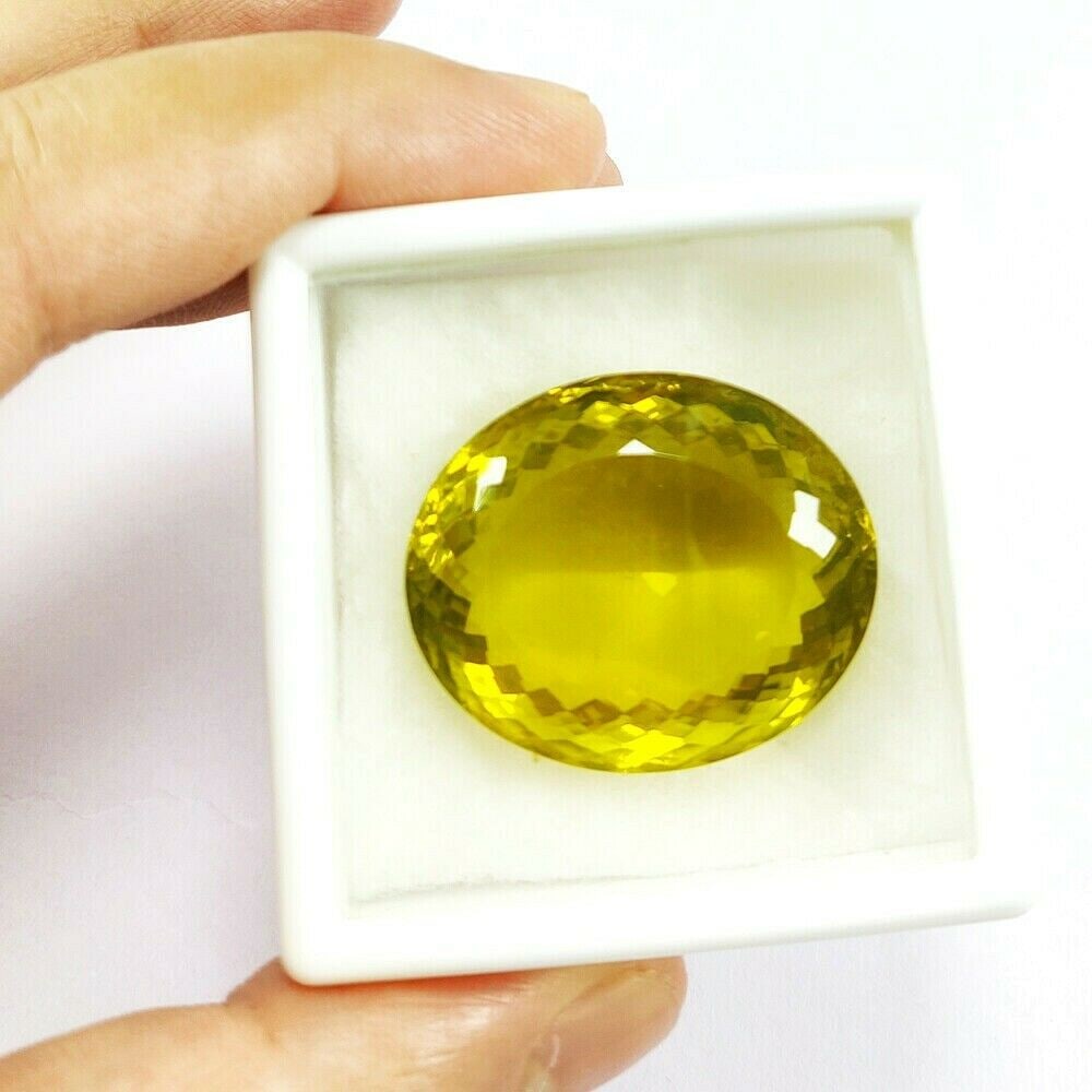Natural Lemon Quartz Oval Faceted Cut 79.4 Carats Gemstone (1 of 4)