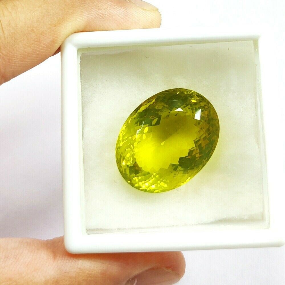 Natural Lemon Quartz Oval Faceted Cut 53.8 Carats Gemstone (1 of 4)