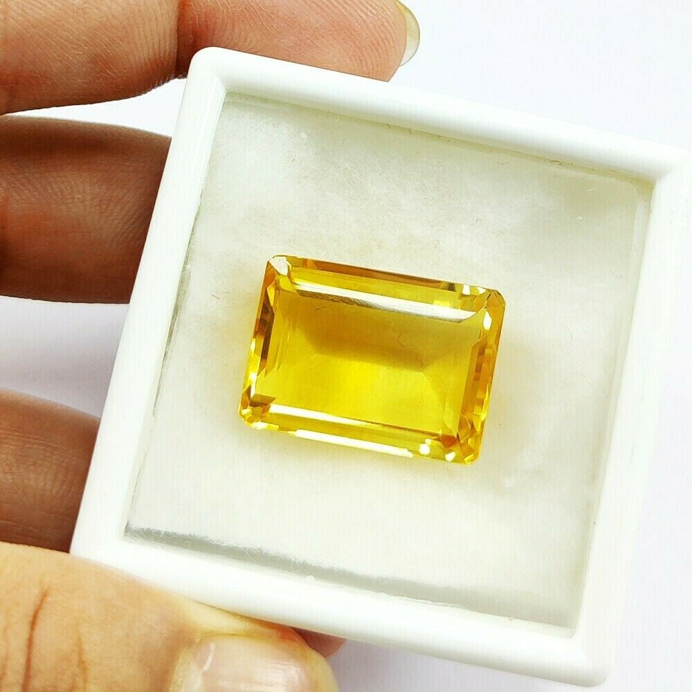Natural Citrine Emerald Faceted Cut 32.65 Carats Gemstone: Natural Citrine Emerald Faceted Cut 32.65 Carats Gemstone Gemstone : Citrine Stone Shape : Emerald Stone Cutting Type : Faceted Cut Stone Weight : 32.65 Carats Stone Measurement : 23x16x