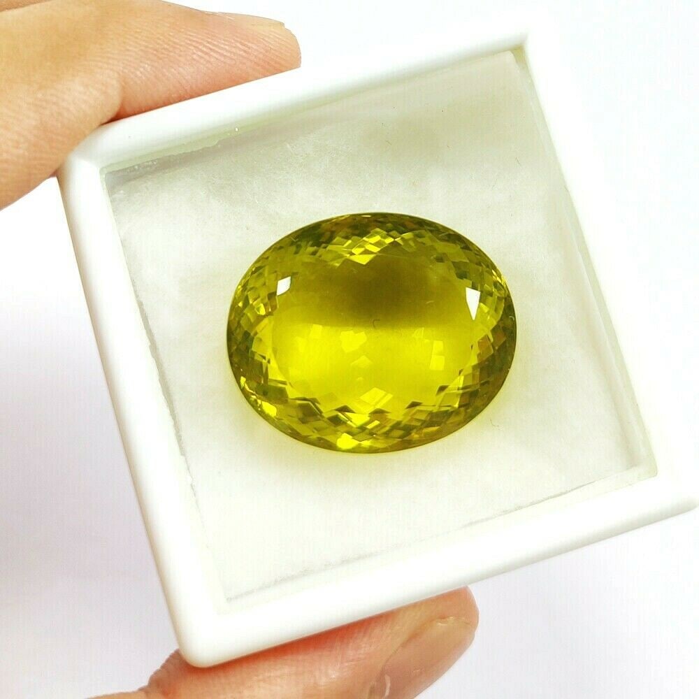 Natural Lemon Quartz Oval Faceted Cut 63.4 Carats Gemstone (1 of 4)