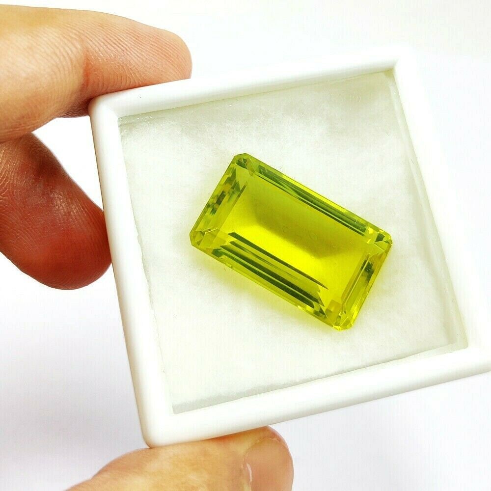 Natural Lemon Quartz Emerald  Faceted Cut 38.85 Carats Gemstone (1 of 4)