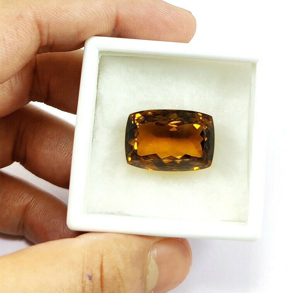 Natural Honey Quartz Cushion Faceted Cut 38.2 Carats Gemstone (1 of 4)
