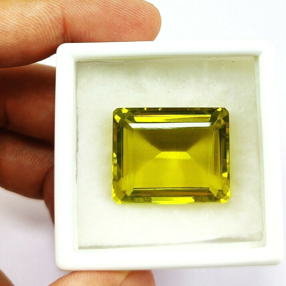 Natural Lemon Quartz Octagon Faceted Cut 56.3 Carats Gemstone (1 of 4)