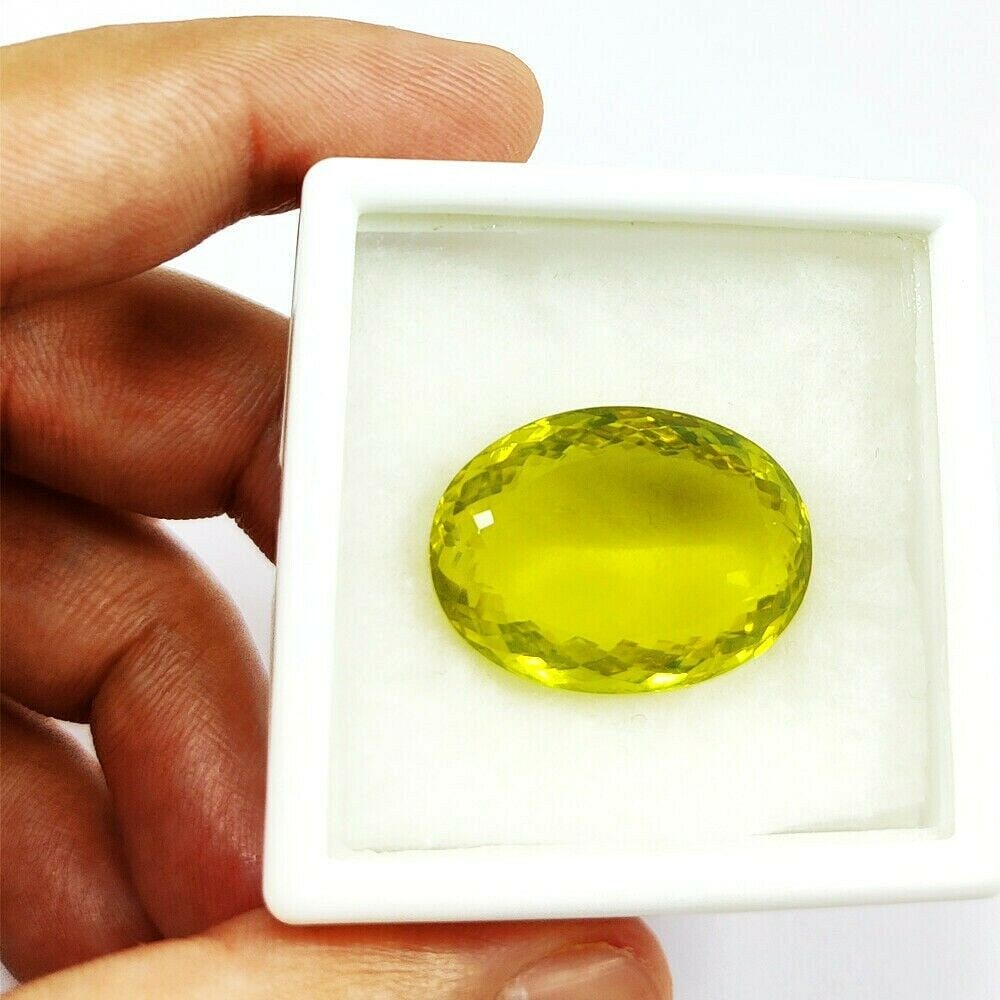 Natural Lemon Quartz Oval Faceted Cut 41.45 Carats Gemstone (1 of 4)