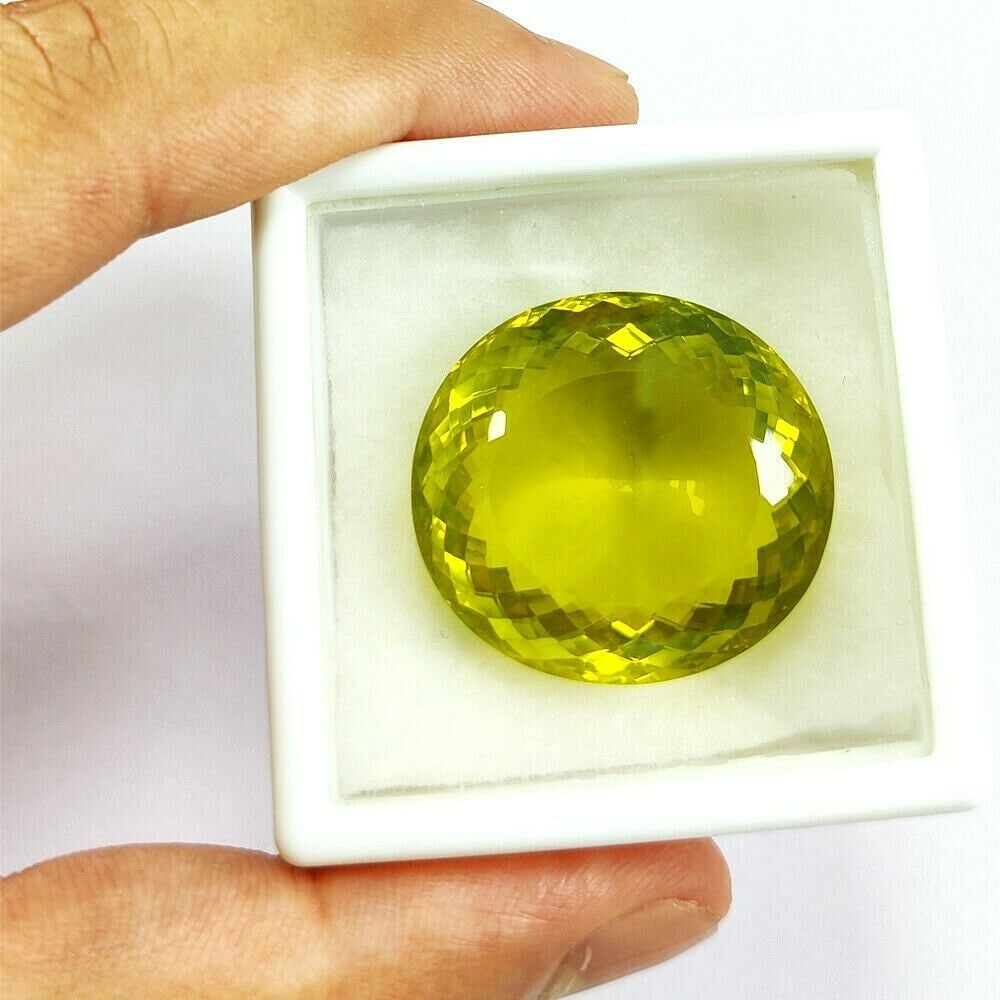 Natural Lemon Quartz Oval Faceted Cut 86.4 Carats Gemstone (1 of 4)