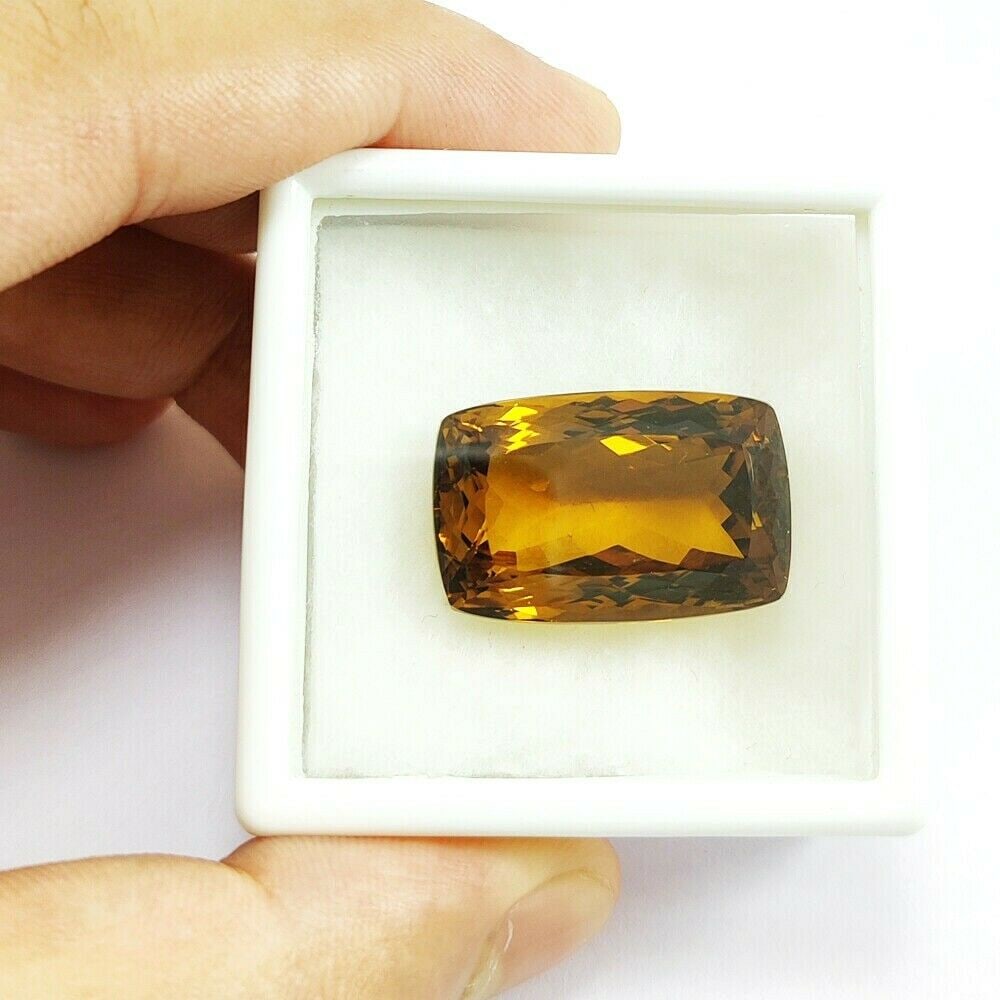 Natural Honey Quartz Cushion Faceted Cut 50.4 Carats Gemstone (1 of 4)