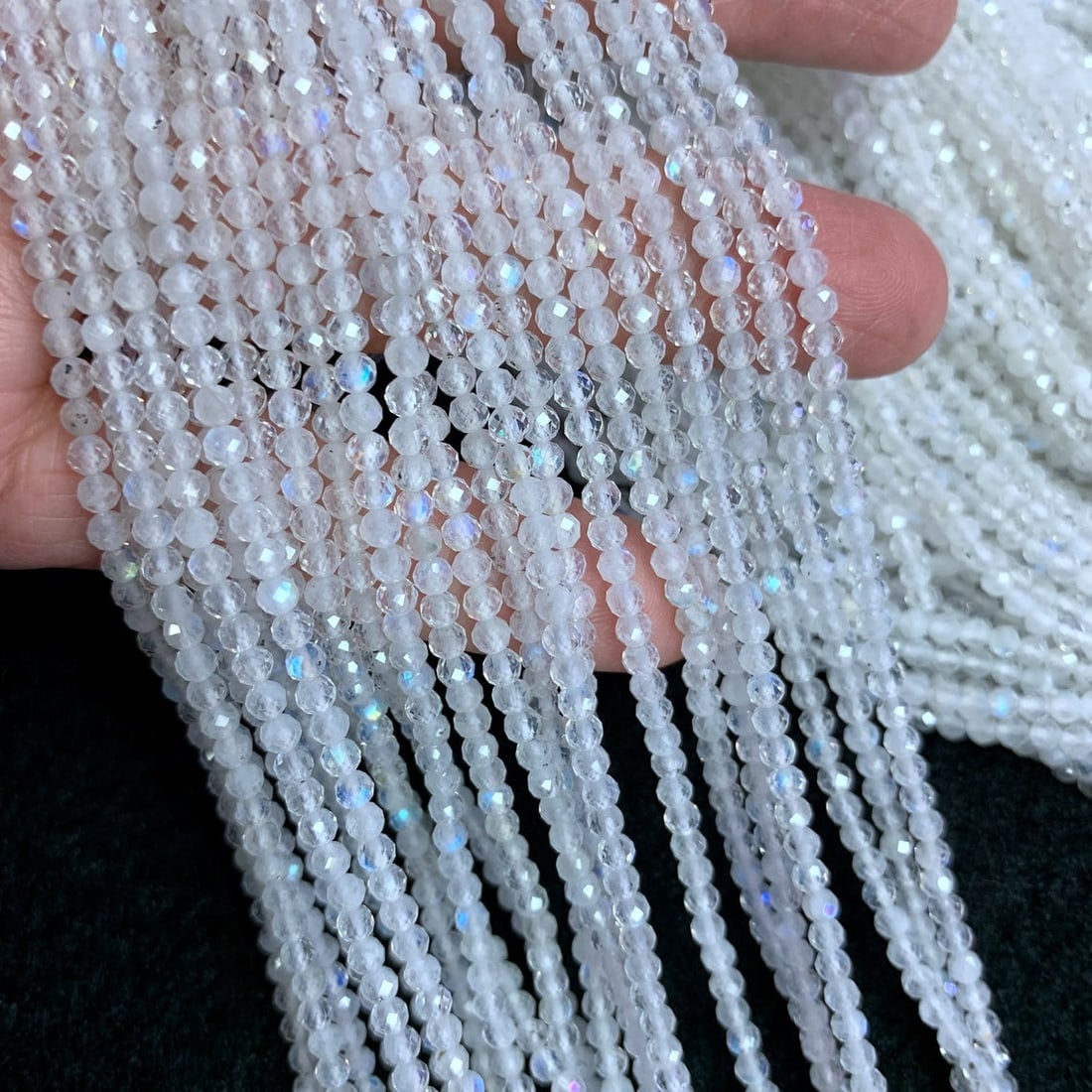Natural Rainbow Moonstone Gemstone 2.5 MM Round Faceted Cut Beads 10 Strand (1 of 6)