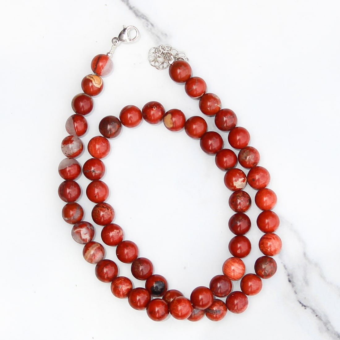 Natural Red Jasper 8 MM Round Smooth Beads Necklace (1 of 6)