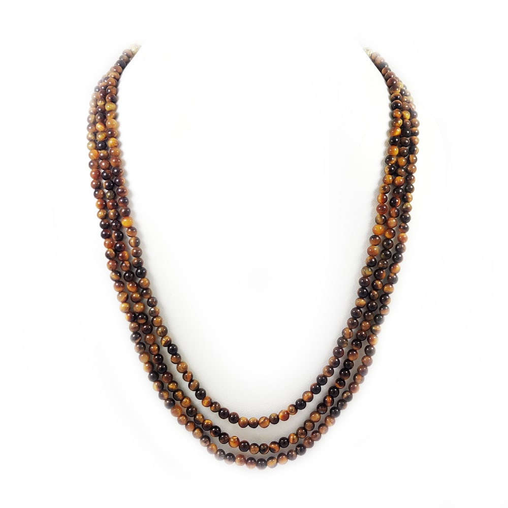 TIGER'S EYE PLAIN BEADS NECKLACE 4 STRAND (1 of 5)