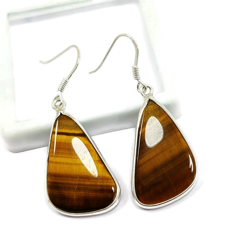 TIGER'S EYE 92.5 STERLING SILVER EARRING (1 of 2)