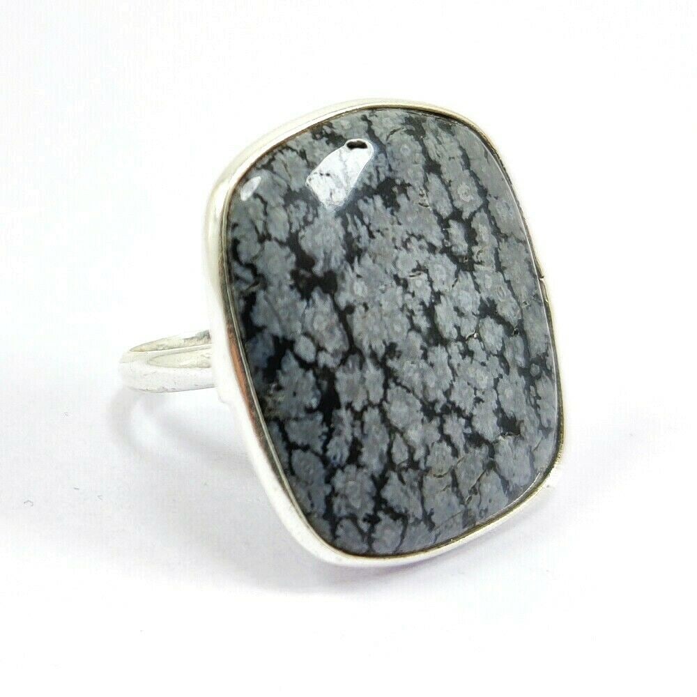 SNOWFLAKE OBSIDIAN 925 STERLING SILVER RING (1 of 2)