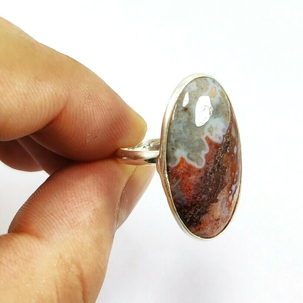 CRAZY LACE AGATE 925 STERLING SILVER RING (1 of 2)