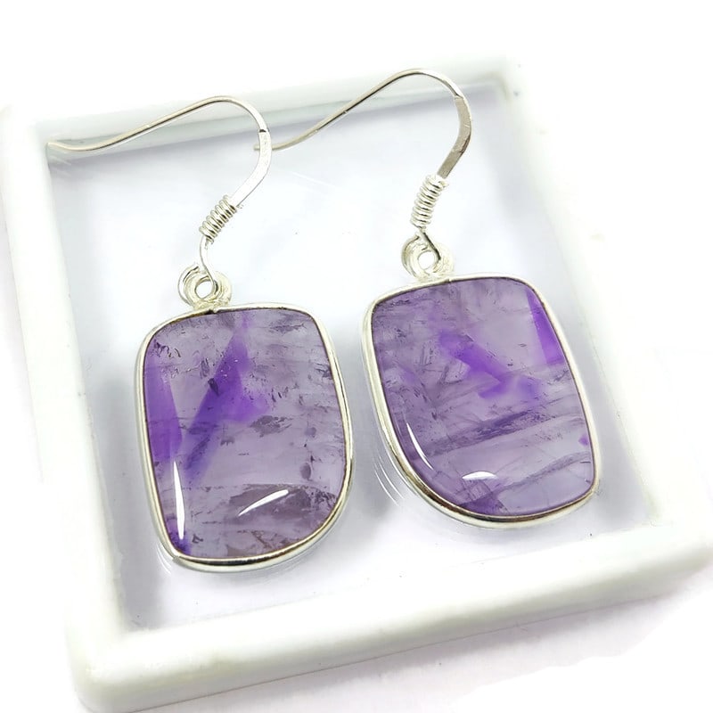 STAR AMETHYST 92.5 STERLING SILVER EARRING (1 of 2)