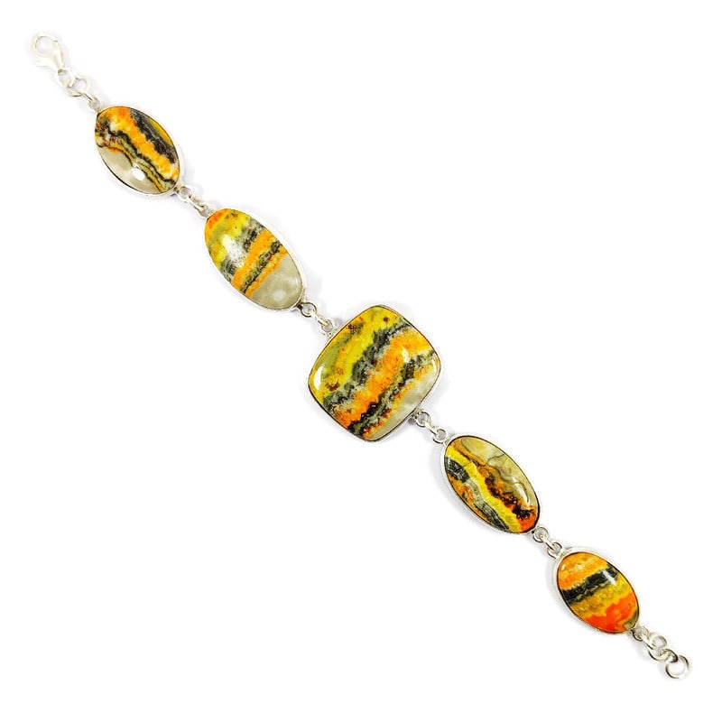 BUMBLE BEE JASPER 92.5 STERLING SILVER BRACELET (1 of 3)