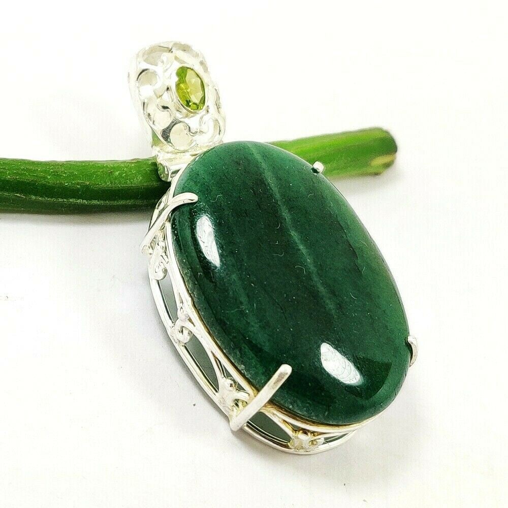 CHERRY QUARTZ,PERIDOT 92.5 STERLING SILVER PENDANT (1 of 3)