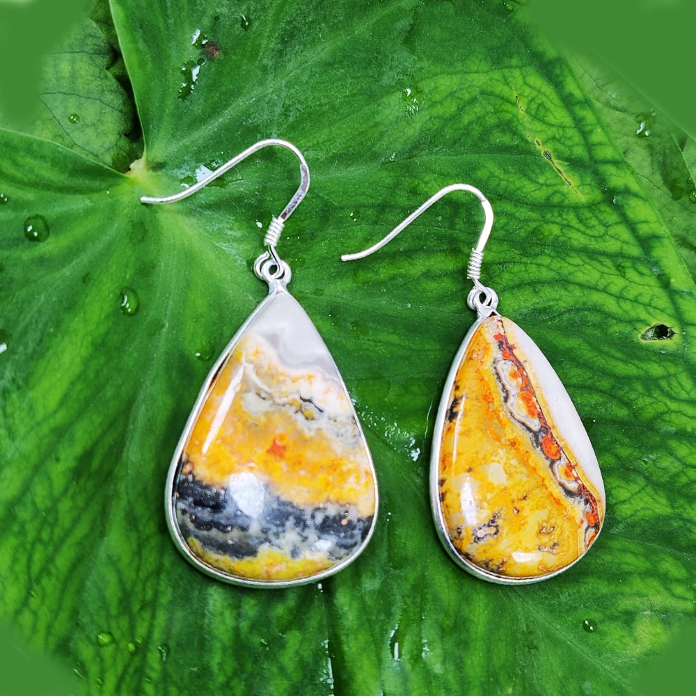 BUMBLE BEE JASPER  92.5 STERLING SILVER EARRING (1 of 2)