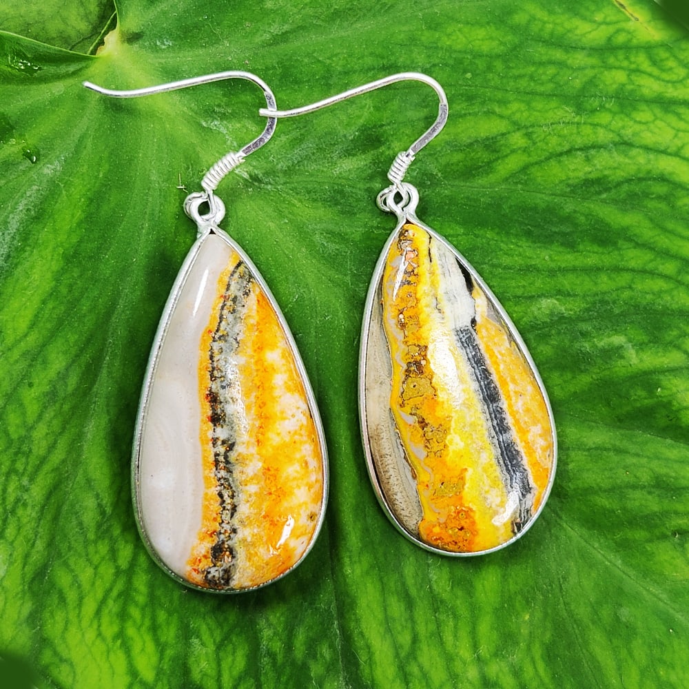 BUMBLE BEE JASPER  92.5 STERLING SILVER EARRING (1 of 2)
