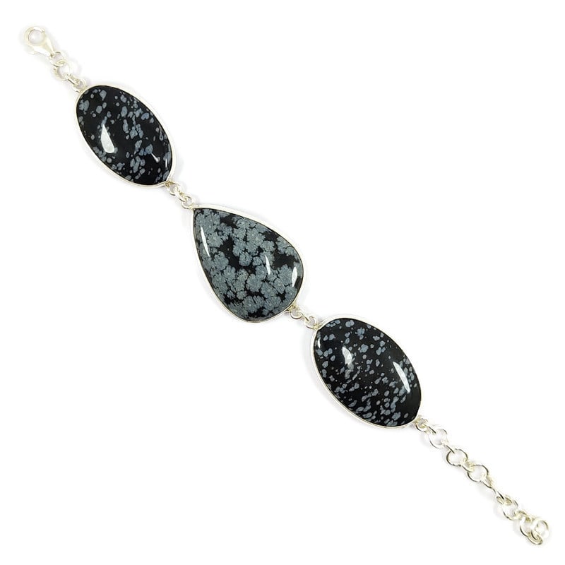 SNOWFLAKE OBSIDIAN 92.5 STERLING SILVER BRACELET (1 of 3)
