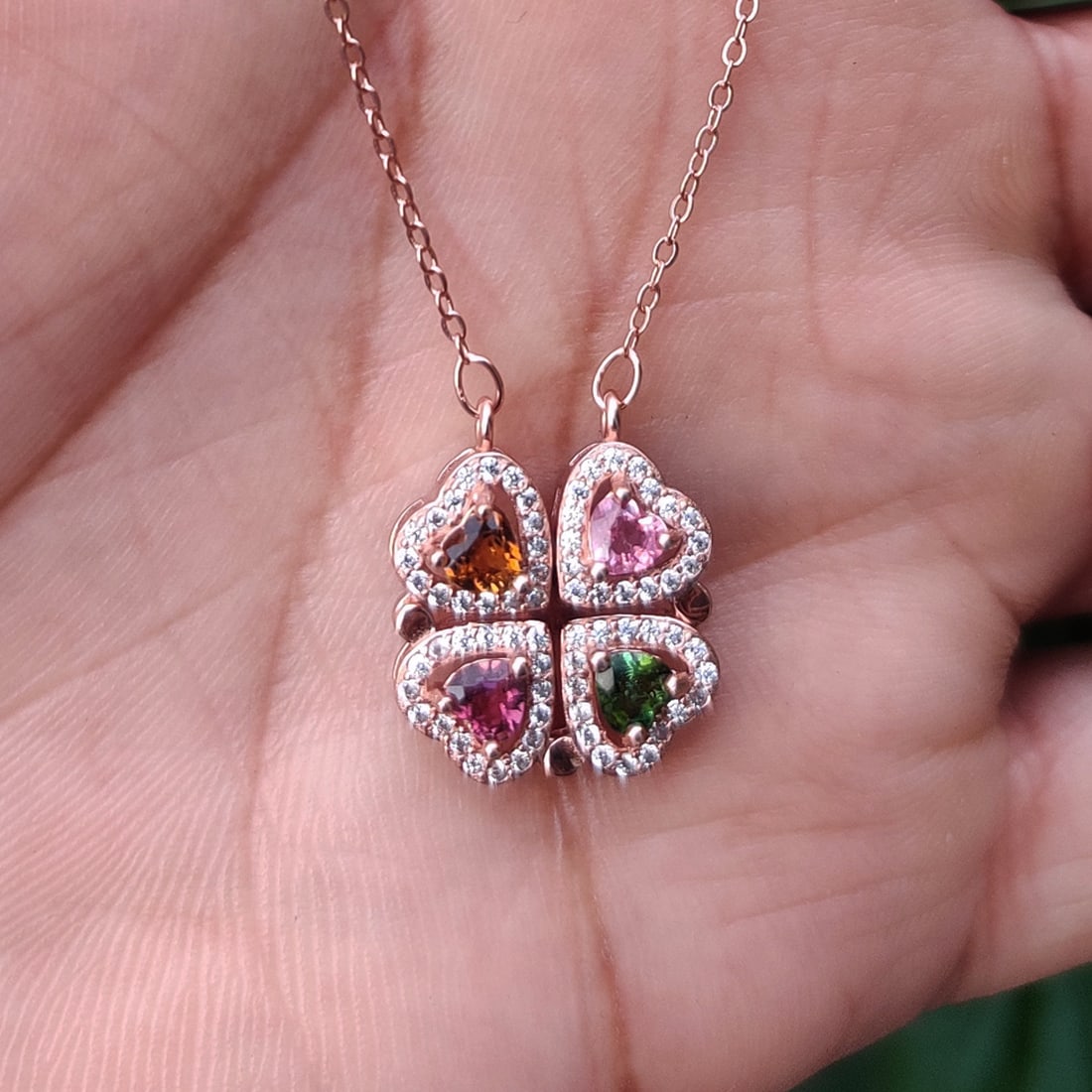 Natural Multi Tourmaline 925 Sterling Silver Necklace (1 of 6)