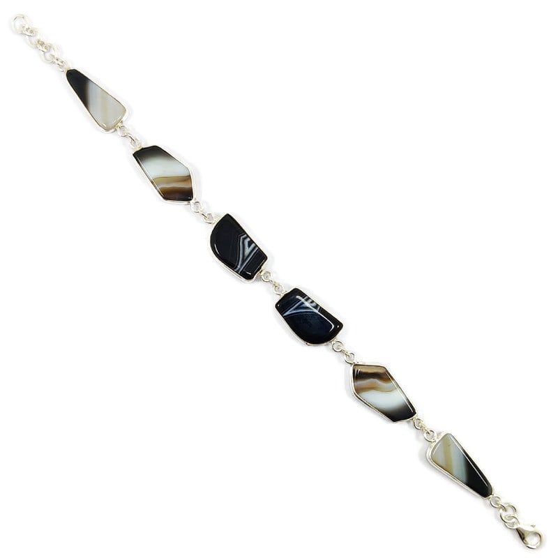 BANDED AGATE 92.5 STERLING SILVER BRACELET (1 of 3)